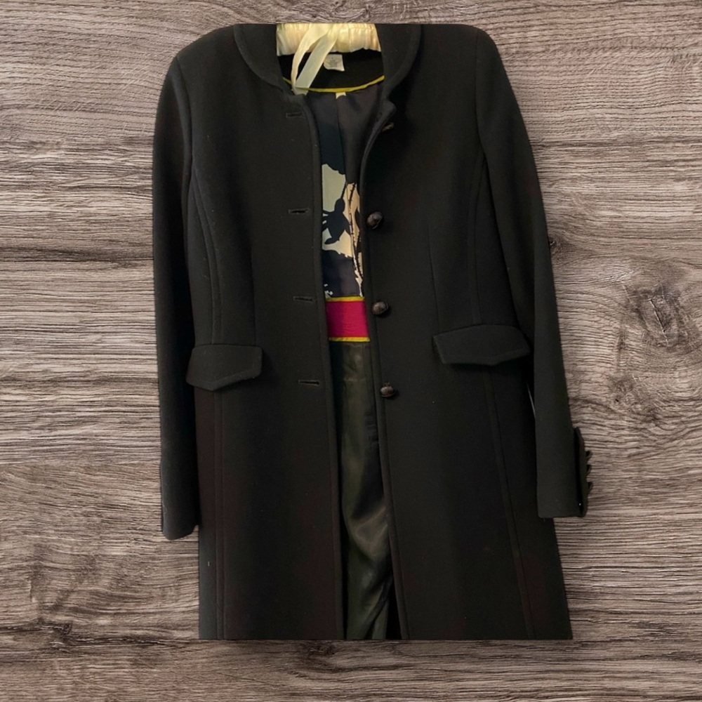 J. Crew Double cloth wool black coat‎ similar to lady day leather buttons sz 2